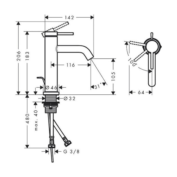 Pesuallashana Hansgrohe 73318000 Tecturis S 110  Kromi [6151007]