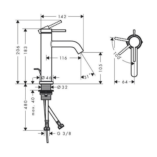 Pesuallashana Hansgrohe 73318140 Tecturis S 110 Pronssi [6151009]