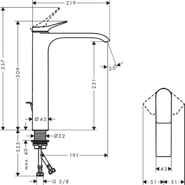 Pesuallashana Hansgrohe 75040700 Vivenis 250 Vpv Valk [6151023]