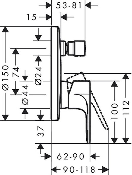 Pintaosa Hansgrohe 72466670 Rebris S Musta [6352028]