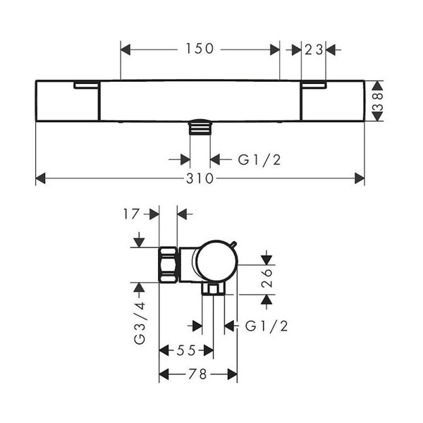 Suihkuhana Termostaatti Hg Ecostat Fine Nordic M.Musta [6352041] |