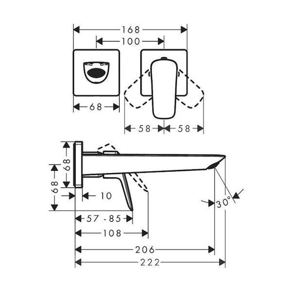 Pesuallashana Hansgrohe 71256670 Logis Seinäas, Musta [6151013]
