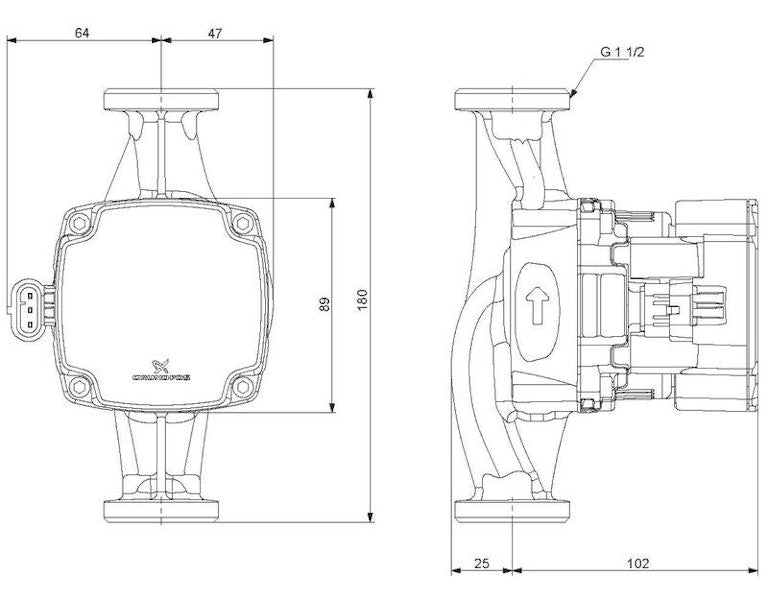 Lämpöjohtopumppu Grundfos ALPHA1 GO 25-60 180 220-240V 9 [4616584]