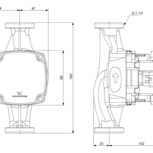 Lämpöjohtopumppu Grundfos ALPHA1 GO 25-60 180 220-240V 9 [4616584]