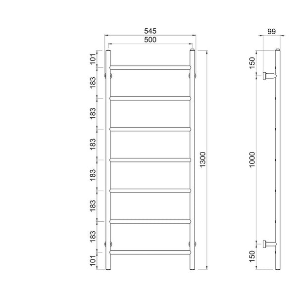 Rej Design pyyhekuivain Tango EH 50130 / 75W, o/y, v/a kromi [5281388] |