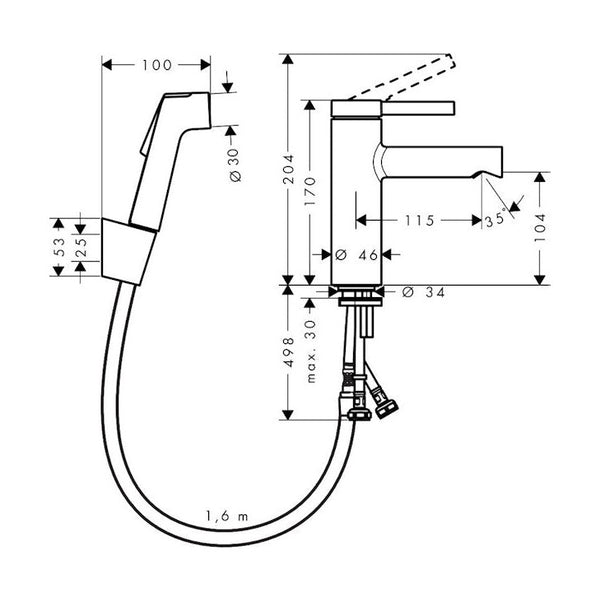 Pesuallashana Hansgrohe 74210670 Zesis Bide 100 Musta 74210670 [6151034]