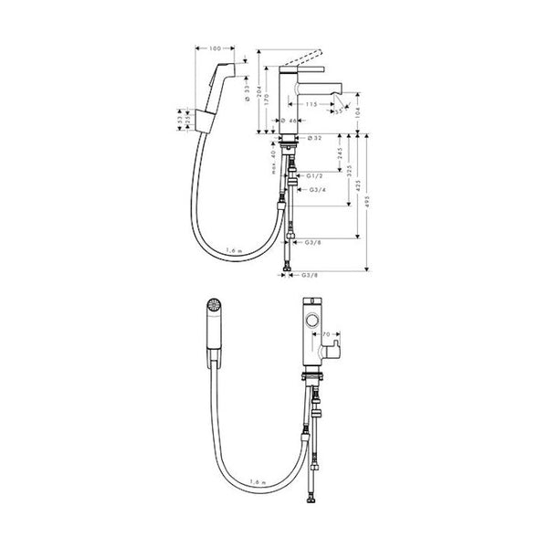Pesuallashana Hansgrohe 6151035 Zesis Bide Pkv Kromi [6151035]
