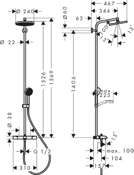 Suihkujärjestelmä Hansgrohe 28068000 Activera 240 Jp Kromi [6352122]