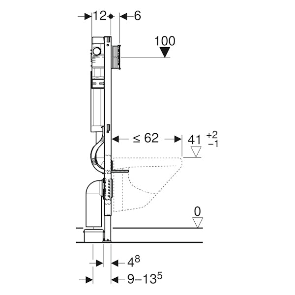 Seinä-WC asennusteline Geberit Duofix korkea Sigma 112cm [5756593]