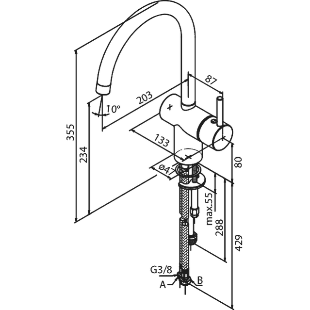 Damixa Osier keittiöhana C-juoksuputkella PKV 1807500 - Fertti.com