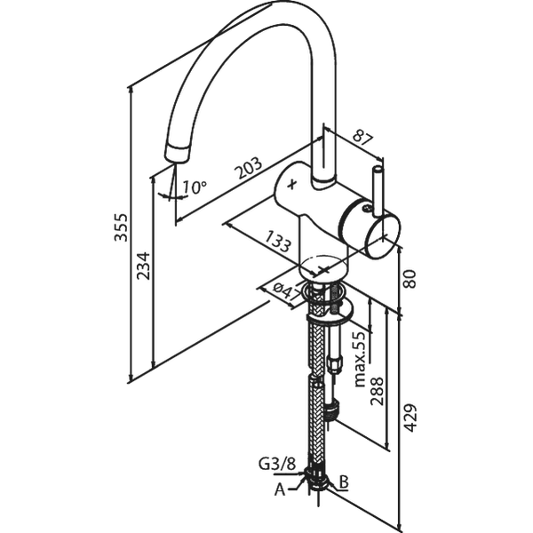 Damixa Osier keittiöhana C-juoksuputkella PKV 1807500 - Fertti.com