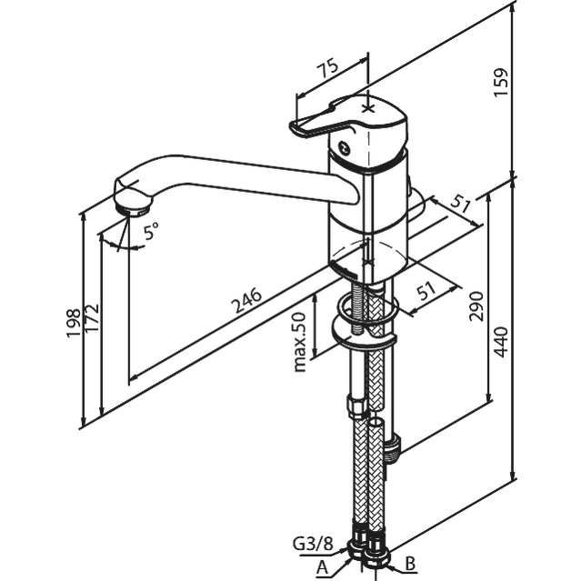 Damixa Pine keittiöhana, PKV 1700100 - Fertti.com