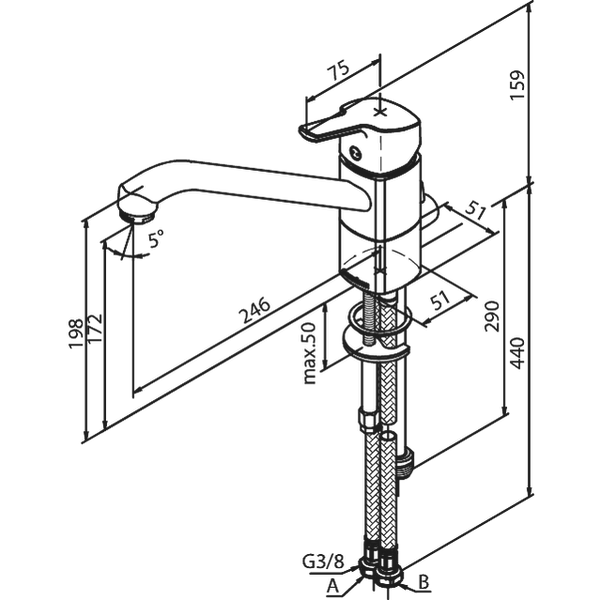 Damixa Pine keittiöhana, PKV 1700100 - Fertti.com