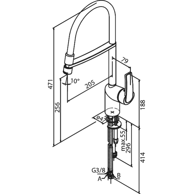 Damixa Slate Pro keittiöhana kromi/musta - Fertti.com