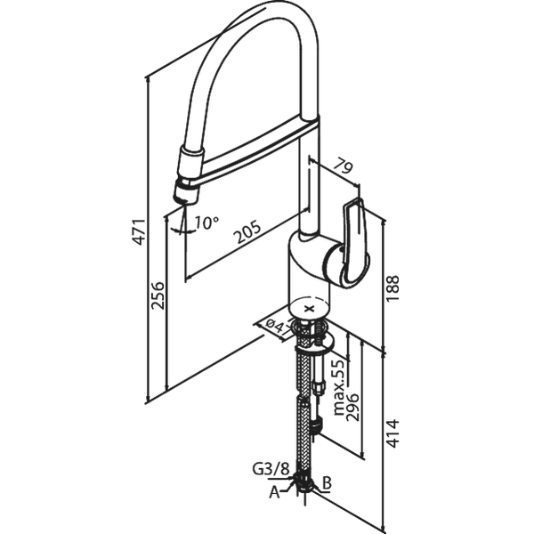 Damixa Slate Pro keittiöhana kromi/musta - Fertti.com