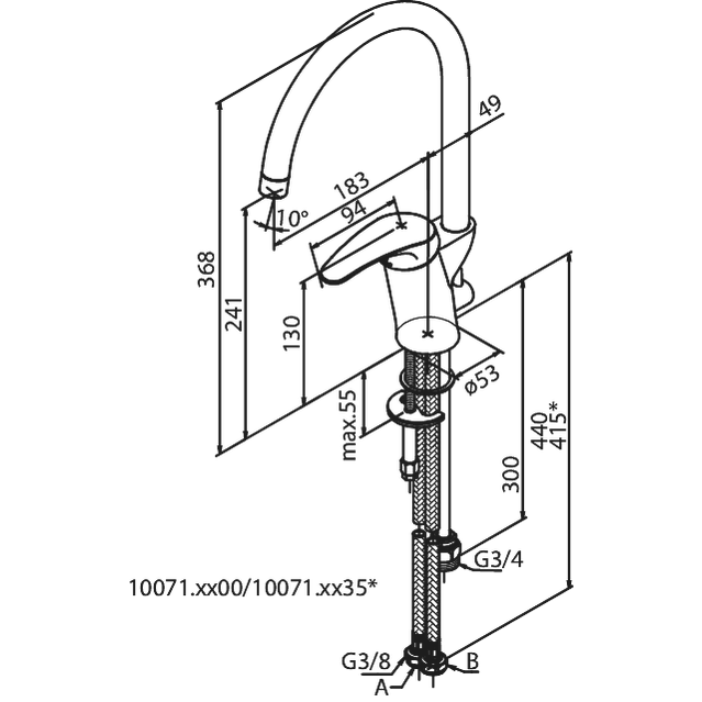 Damixa Space keittiöhana PKV 1007100 Kromattu - Fertti.com