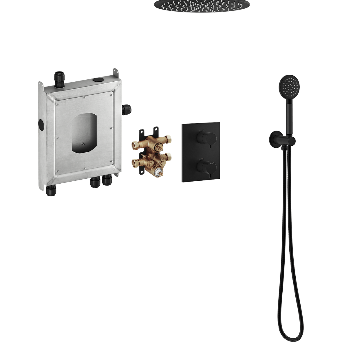 MORA INXX II shower system kattoasennus Mattamusta [6360742] |