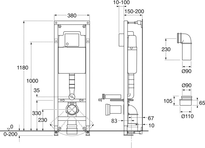 Seinä-WC asennusteline Gustavsberg Triomont XS 3/6L [5752491]