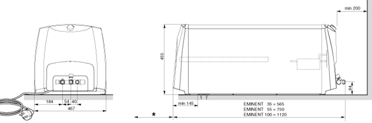 Hot water heater Nibe Eminent 35 R 1/3 kW wall/horizontal [5271014]