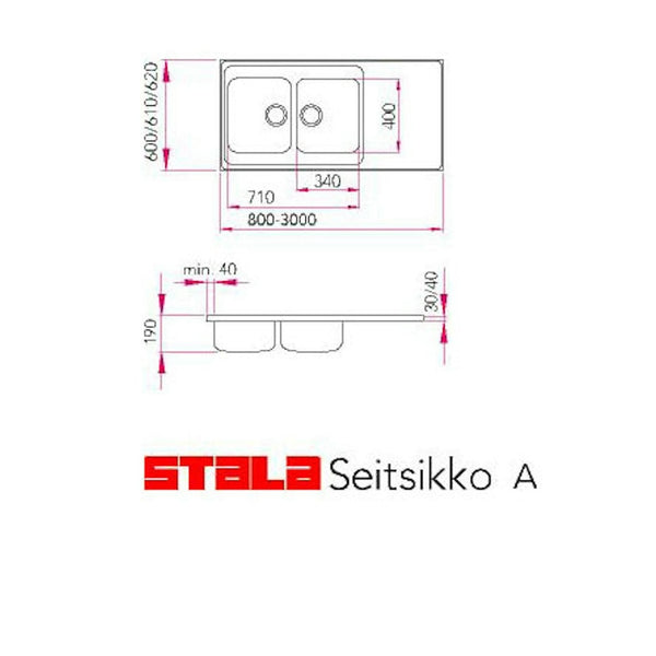 Tiskipöytä Stala Seitsikko A1300 1300x600 mm rst 2 - altainen [5912006] |