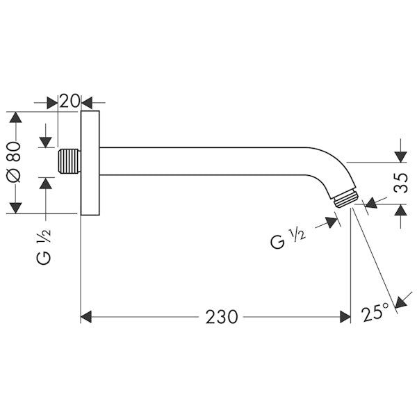 Seinäputki Hansgrohe 27412000 Suihkuputki 230Mm/67 [6556012]