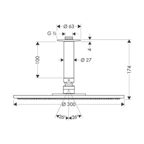 Yläsuihku Hansgrohe 27494000 Raindance Air Wall300 [6559319] |
