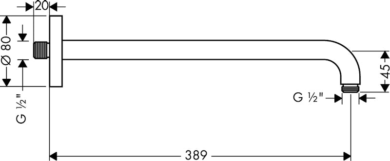 Seinäputki Hansgrohe 27413000 Suihkuputki 380Mm/90 [6556013]