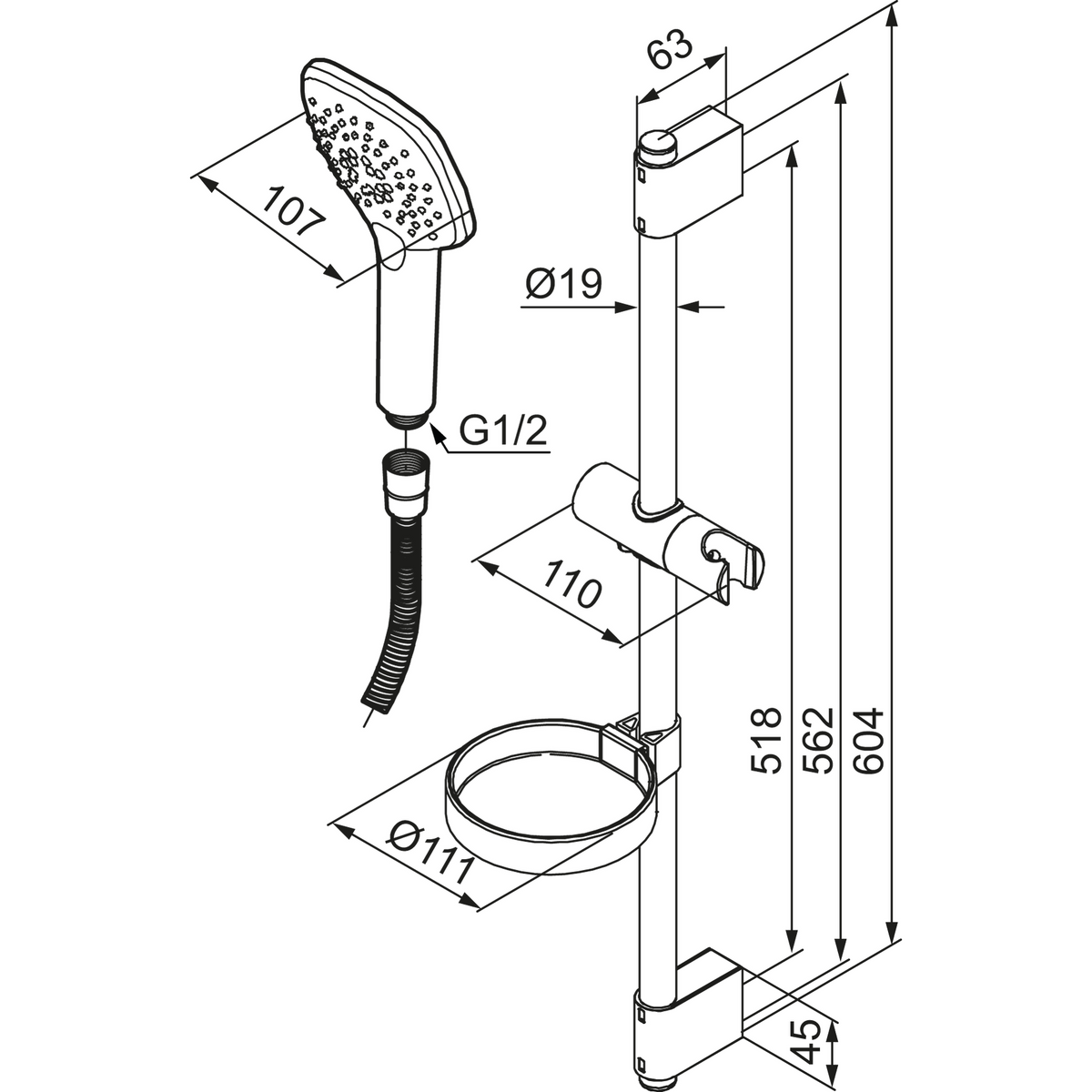 Mora Lionx Suihkusetti 3 Toiminen Käsisuihku 130390 [6561130] |