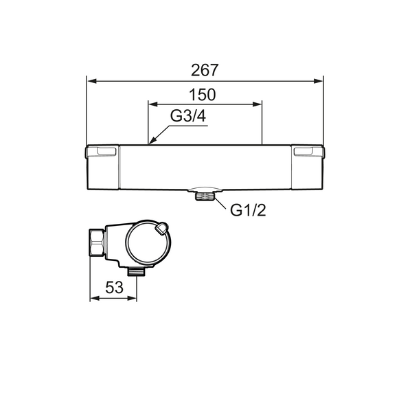 Mora MMIX II termostaatti - suihkuhana Liitos G1/2 Alas Highflow [331255] |