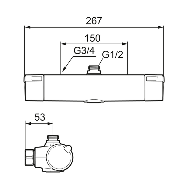 Mora MMIX II termostaatti - suihkuhana Liitos G1/2 Ylös 331205 [6358109] |