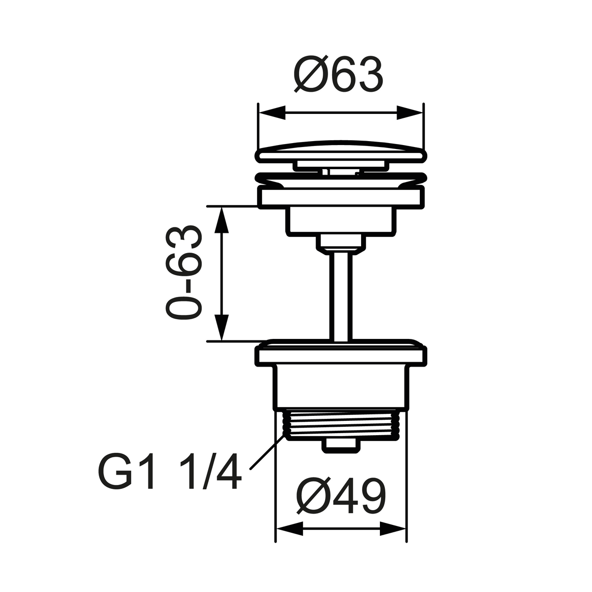 Mora Pohjaventtiili, Aina Auki Dn32 Ø63 Max 63 Mm Mattamusta S600066.12 [6561222] |
