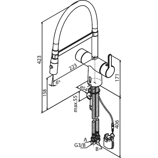 Keittiöhana Damixa Silhouet Touchless Pro mattamusta - Fertti.com