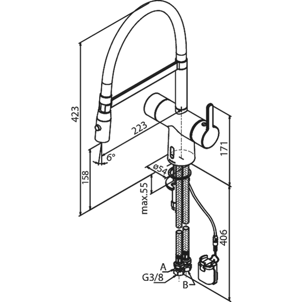Keittiöhana Damixa Silhouet Touchless Pro mattamusta - Fertti.com
