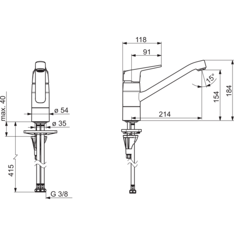 Keittiöhana Oras Vega 1820FG joustavat kytkentäputket - Fertti.com