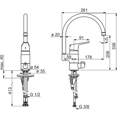 Keittiöhana Oras Vega PKV Musta 1839FG-33 - Fertti.com