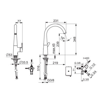 Oras Inspera 3035F keittiöhana - Fertti.com