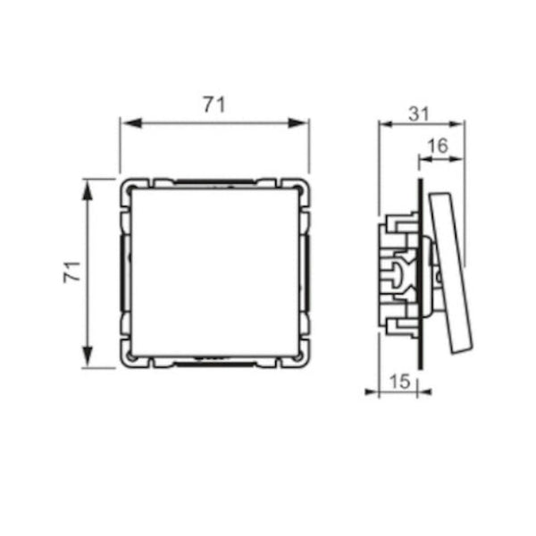 Kytkin Impressivo 7/16Ax/250V/Ip21 Ukj 2X Mus [2106087] |