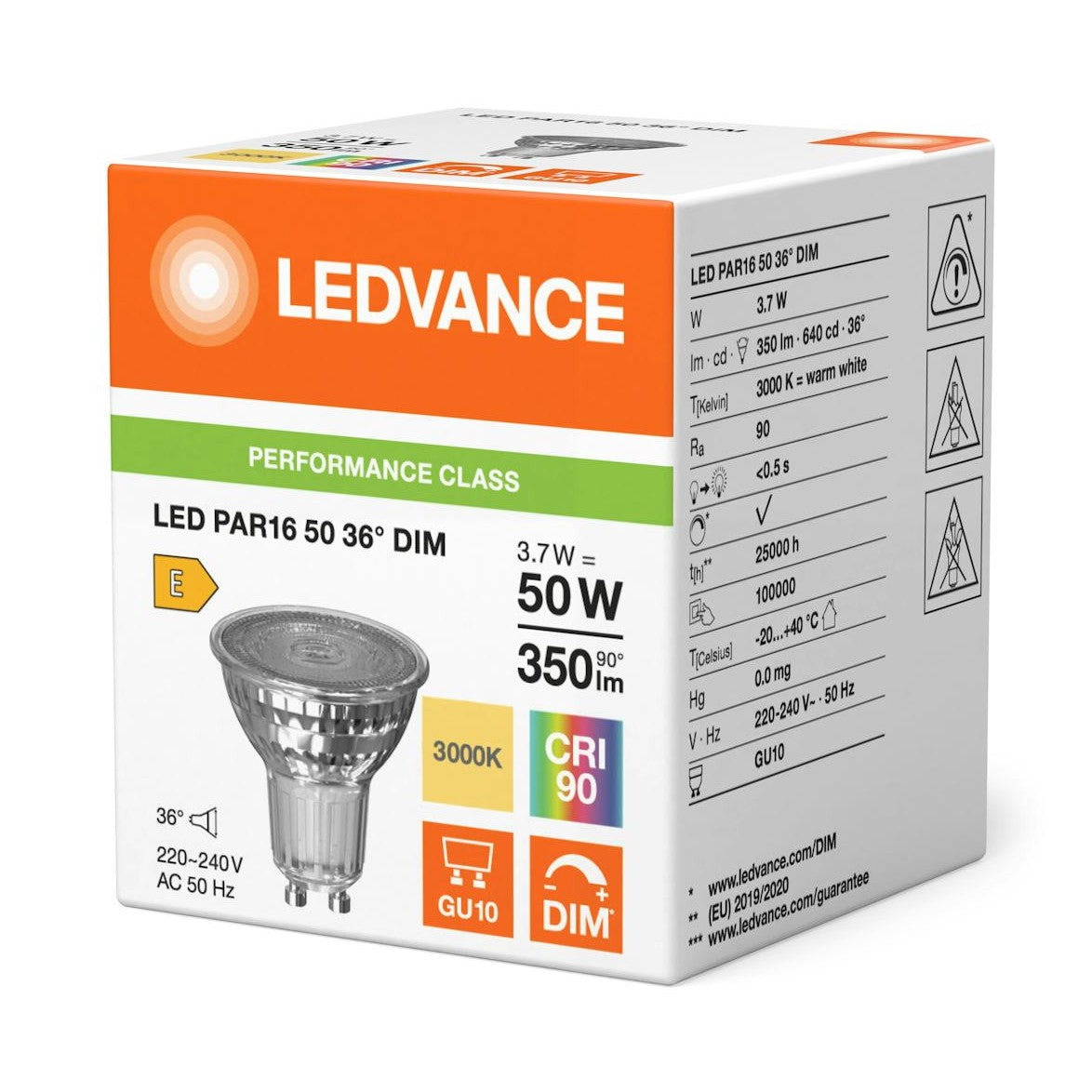 Kohdelamppu Ledvance Par16 4W/930 350Lm Gu10 Dim 36 [4738486] |