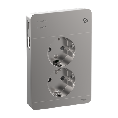 Pistorasia Exxact 2-Pr + 2X Usb Lat. A+C 3A Met - Fertti.com
