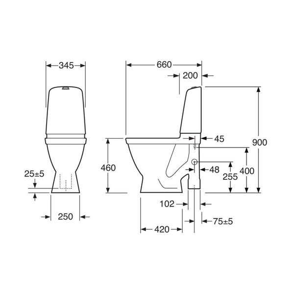 Wc-Laite Nautic Hf 1596 Poistoputki Vasen 5655030