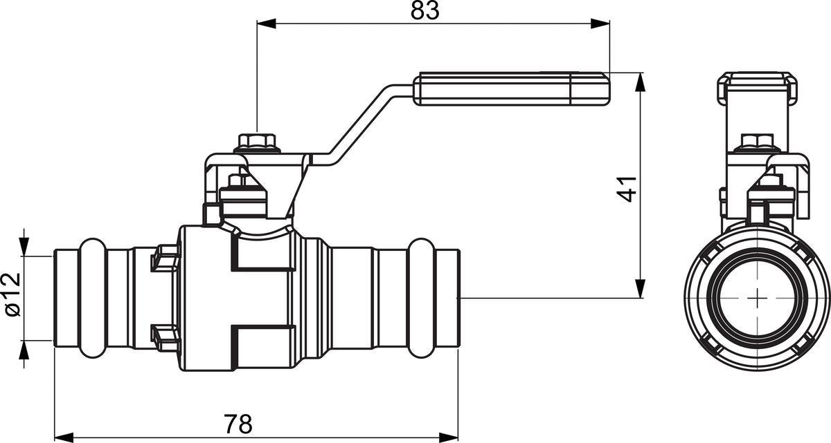 Palloventtiili Oras 400112 Cu12 Puristus Pn16 V/M [3713511]