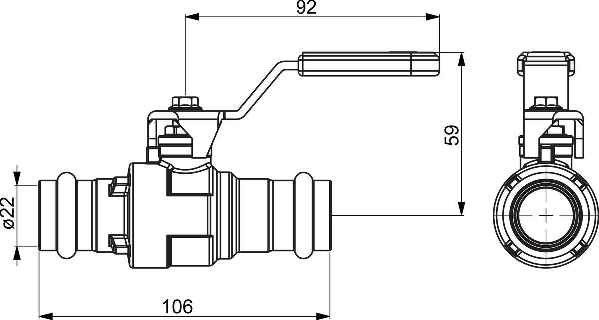 Ball valve Oras 400122 Cu22 Compression Pn16 V/M 3713514