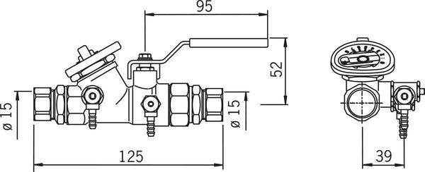 Linjasäätöventtiili Lvk Dn15. Cu15- 412015 [4012106]
