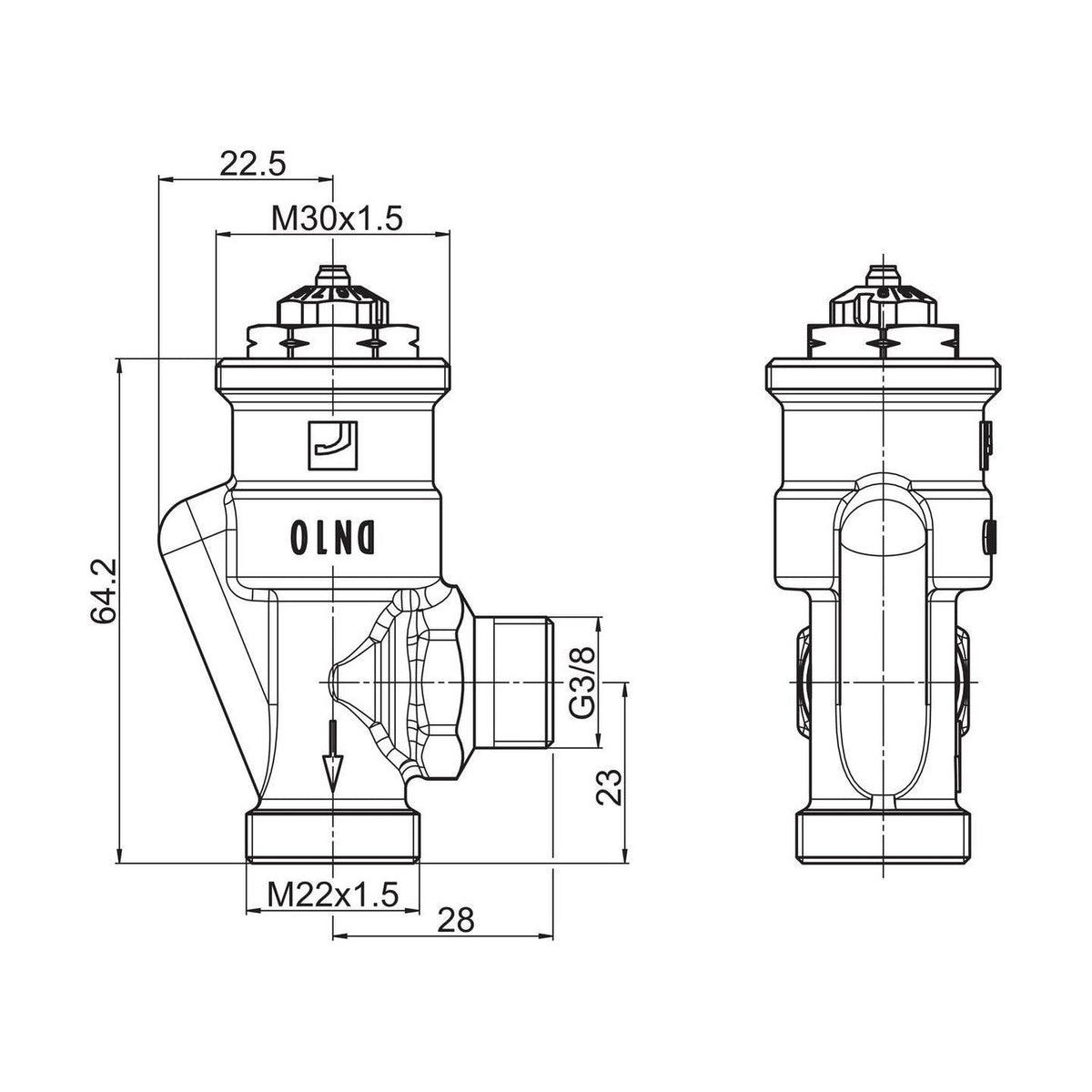 Patteriventtiilin Runko Dn10 Kulma Oras Stabila L=23 [4032033] |