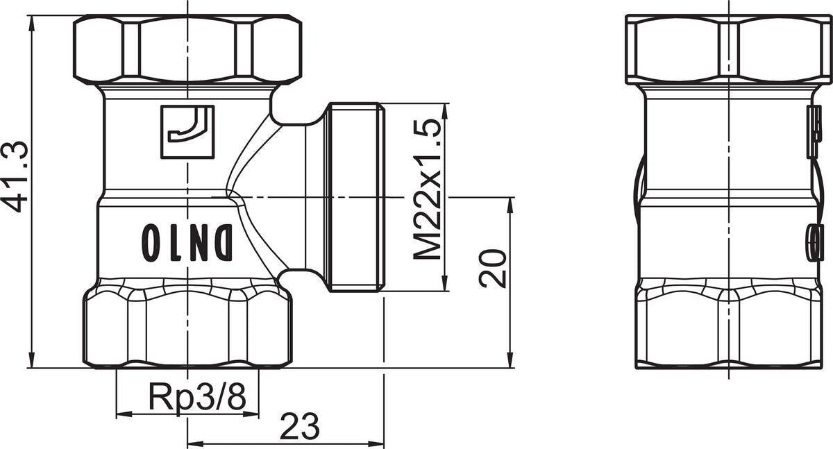 Sulkuyhdistäjä Dn10 Kulma Stabila L=23 H=20 [4032037]