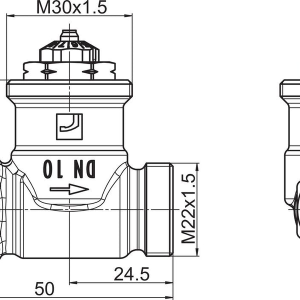 Patteriventtiili Oras Stabila Pro DN 10, L=50 suora [4032026]