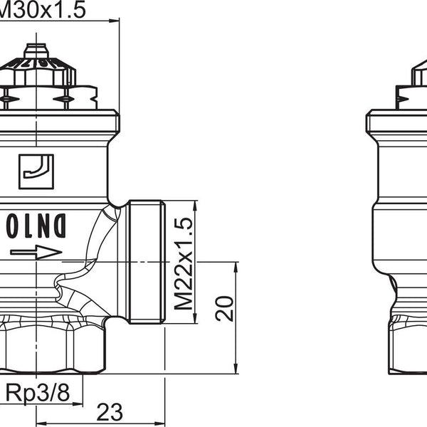 Patteriventtiilin Runko Dn10 Kulma Stabila L=23 H=20 [4032029]