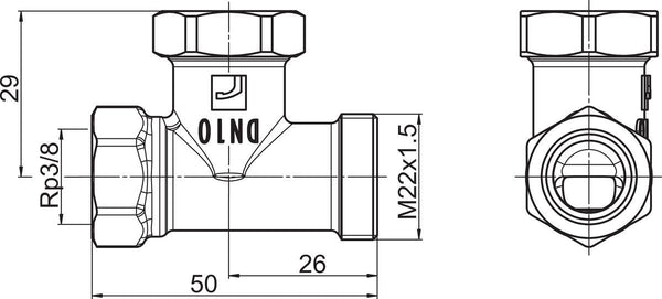 Paluuventtiili 443510 Oras Stabila Pro DN 10, L=50 suora [4032034]