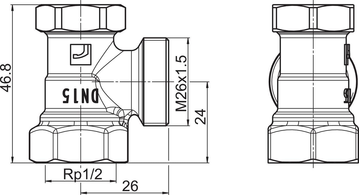 Sulkuyhdistäjä Dn15 Kulma Stabila L=26 H=24 [4032038]