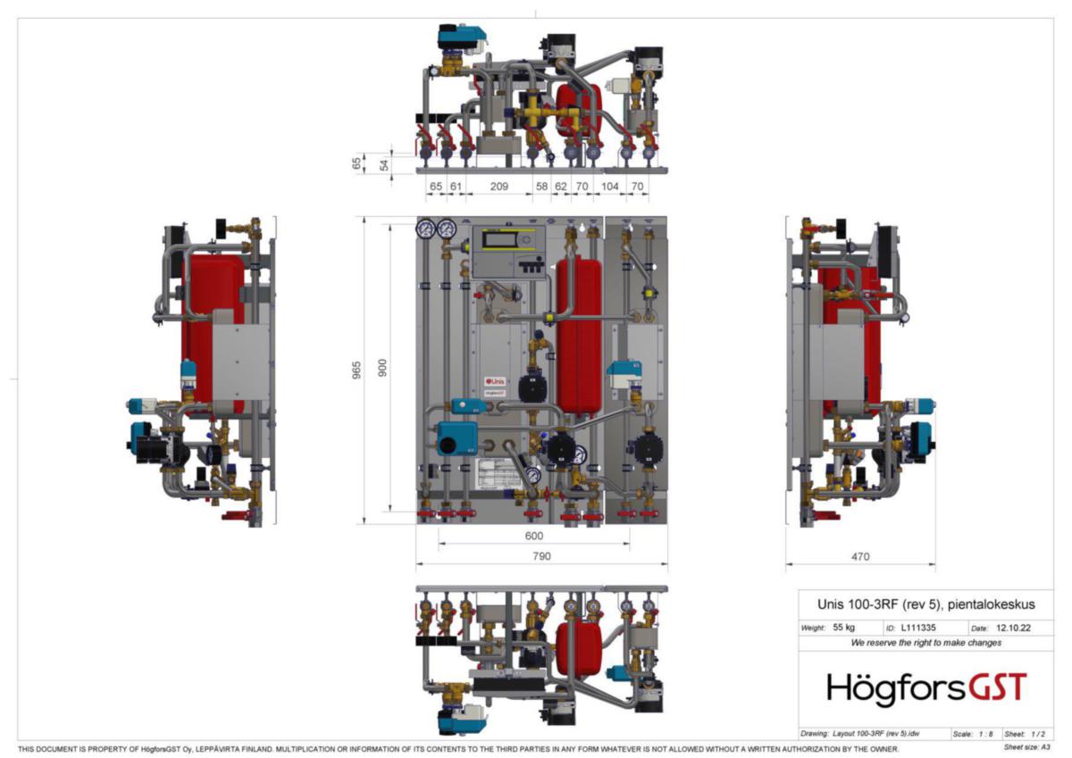 Lämmönjakokeskus, Pientalo Unis 100-3Rf, Lattia.Patt.&Kv [5316041]